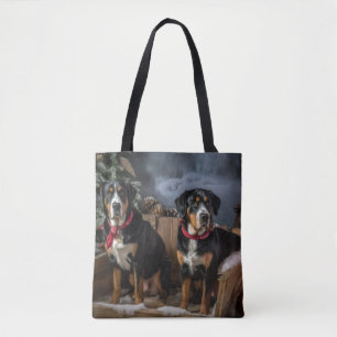 Bolsa Tote Sleigh de Natal Nevado da Montanha Suíça Maior 