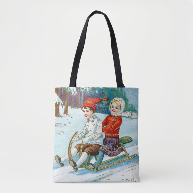 Bolsa Tote Sleigh riding at Christmas time (Frente)