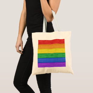 Bolsa Tote SlipperyJoe's clássico arco-íris tátil feito à mão
