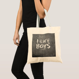 Bolsa Tote SlipperyJoe's Eu Gosto de Meninos quadro-negro suj