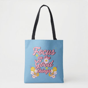 Bolsa Tote Slogan da Nature Soul Foco nas coisas boas