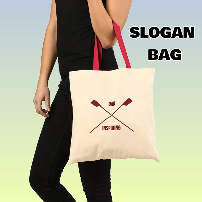 Bolsa Tote Slogan inspirador do Oar e remos cruzados profunda (Criador carregado)