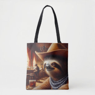 Bolsa Tote Sloth Cowboy em Saloon
