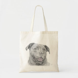 Bolsa Tote Smiling Pitbull Sketch Tote Bag