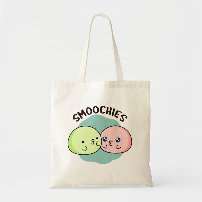 Bolsa Tote Smoochies Funny Beijando Mochi Pun (Frente)