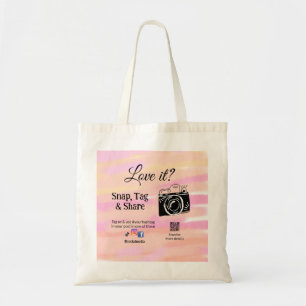 Bolsa Tote snap tag share media câmera adicionar socials amar