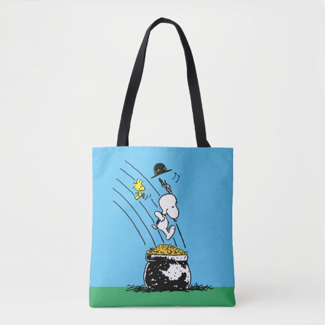 Bolsa Tote Snoopy pulando em Pote de Dourado (Frente)