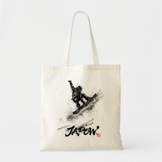 Bolsa Tote Snowboard Brush Art - Snowboarder Jump (Frente)