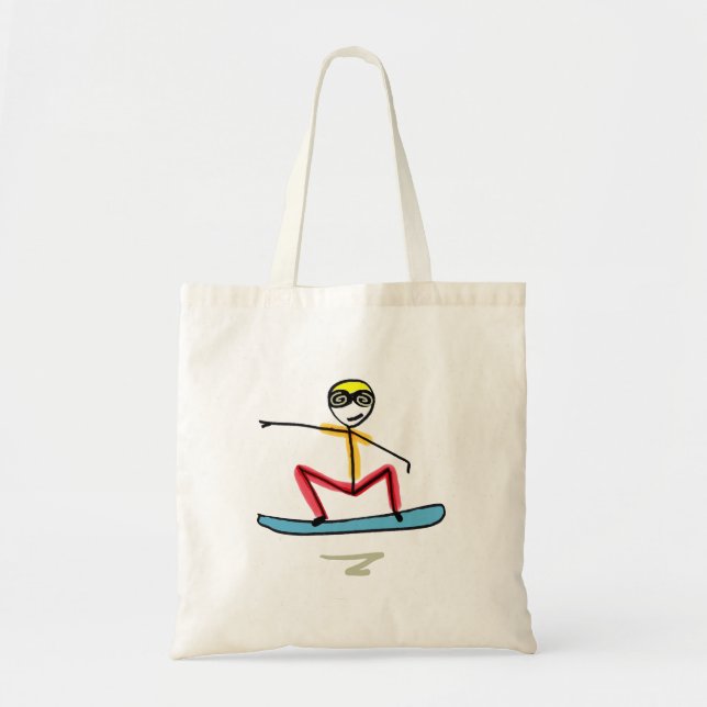 Bolsa Tote Snowboarding Stickman (Frente)