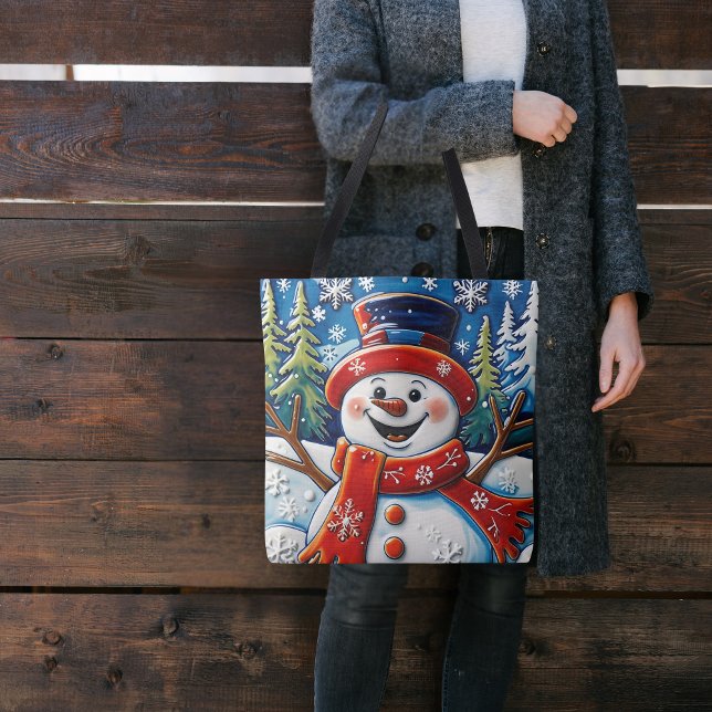 Bolsa Tote Snowman Animado (Criador carregado)