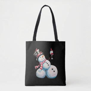 Bolsa Tote Snowman Com Vinho De Natal Engraçado Presente De N