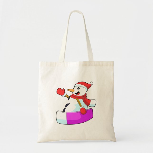Bolsa Tote Snowman como Snowboarder com Sonowboard.PNG (Frente)
