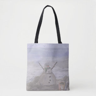 Bolsa Tote Snowman Congelado Na Praia
