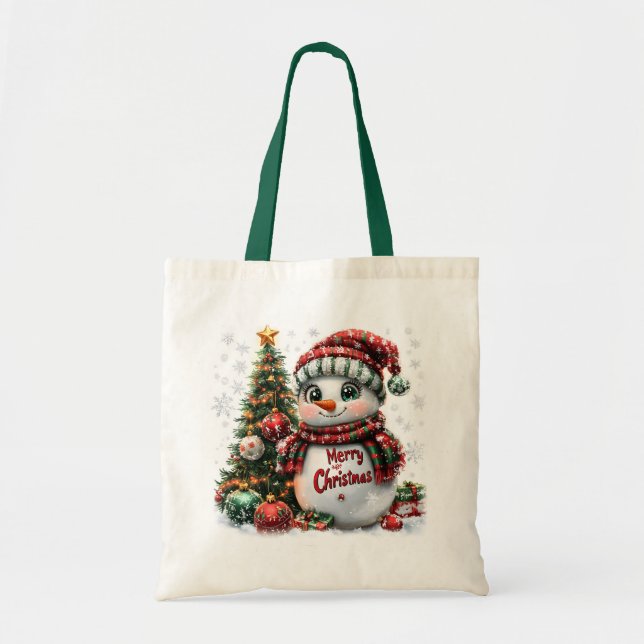 Bolsa Tote Snowman de Natal (Frente)