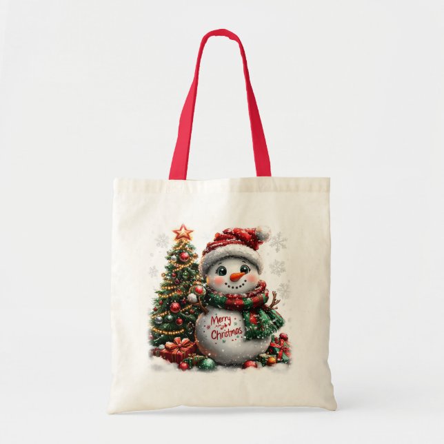Bolsa Tote Snowman de Natal (Frente)