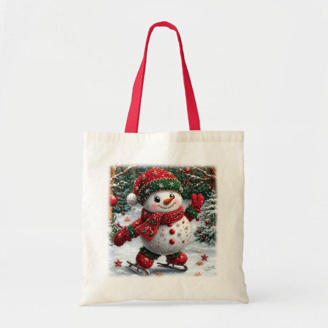 Bolsa Tote Snowman de Natal (Frente)