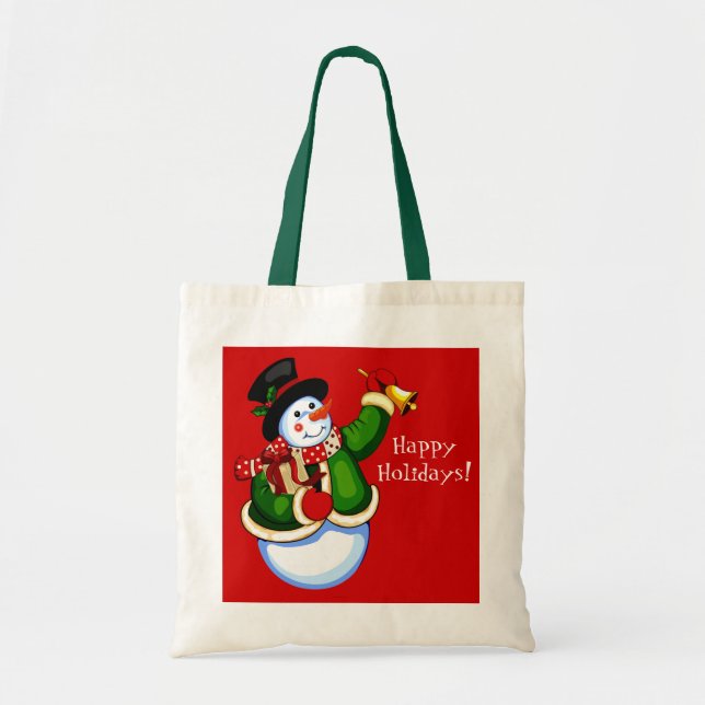 Bolsa Tote Snowman de Natal (Frente)