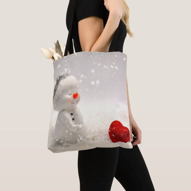 Bolsa Tote Snowman de Natal com Amor Encantador (Close Up)