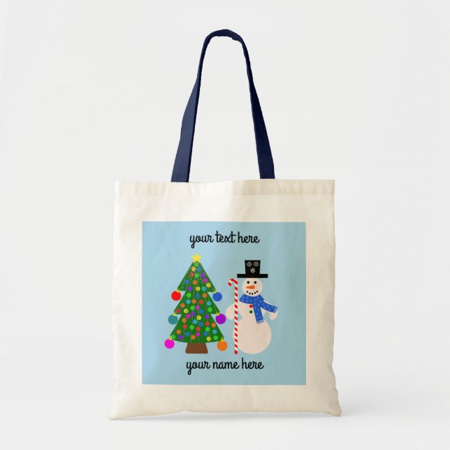 Bolsa Tote Snowman e Árvore de Natal #4 Tote Bag (Frente)