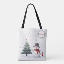 Bolsa Tote Snowman e Evergreen