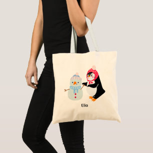 Bolsa Tote Snowman e Pinguim congelados
