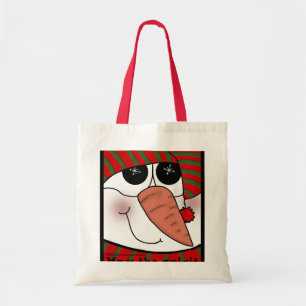 Bolsa Tote Snowman Face Snowflake Sparkle