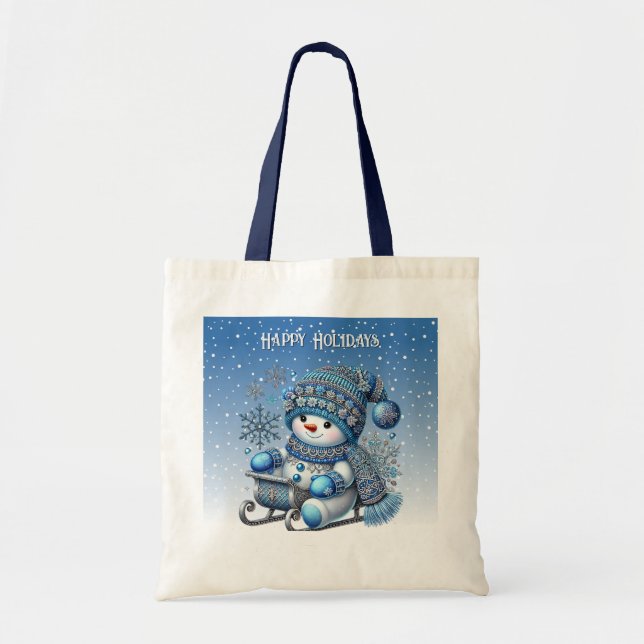 Bolsa Tote Snowman Feriado de Natal Snowman Sag Tote Bag (Frente)