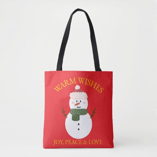 Bolsa Tote Snowman, saco de toalhas de Natal (Frente)