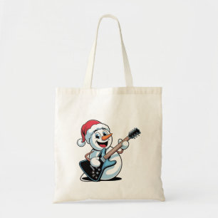 Bolsa Tote Snowman Tocando Papais noeis de Violão Elétrico no