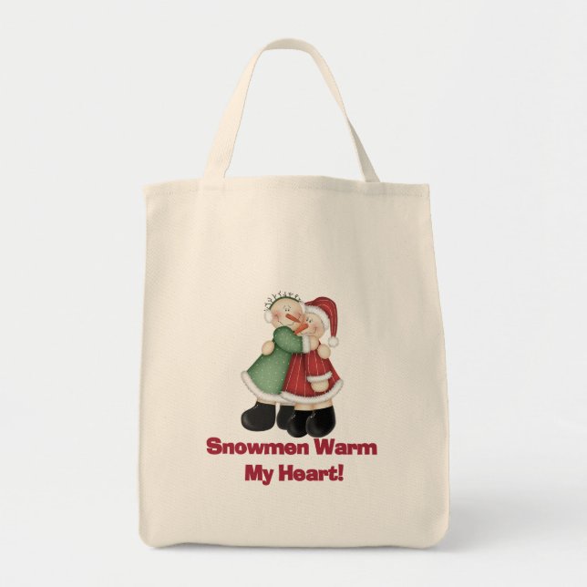 Bolsa Tote Snowmen Aquece Minhas camisetas e presentes (Frente)