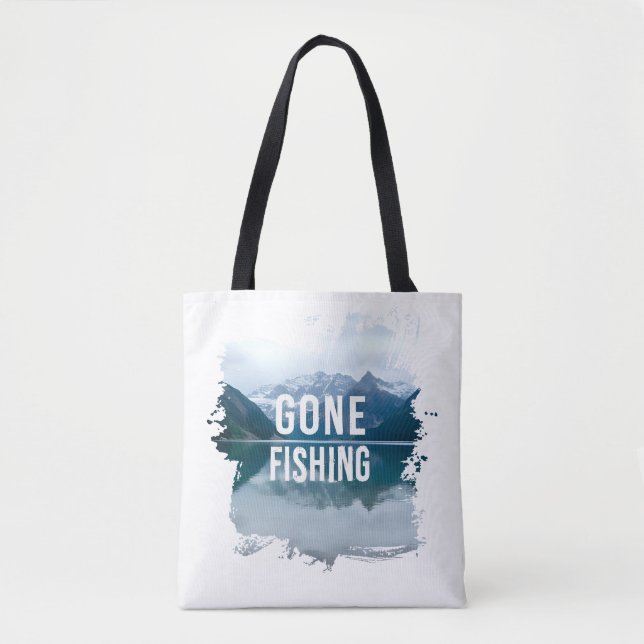 Bolsa Tote Snowy Mountain Lake Partiu a Pesca (Frente)