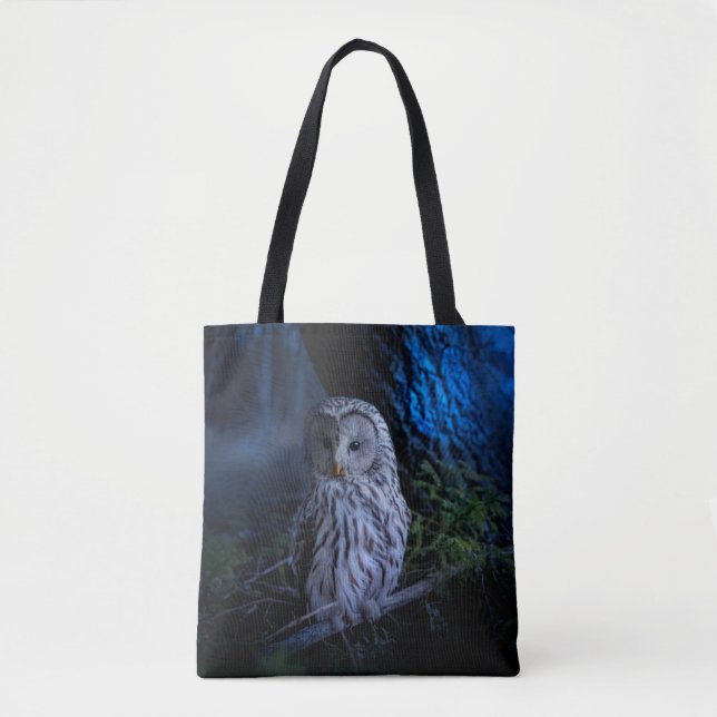 Bolsa Tote Snowy Owl à noite (Frente)