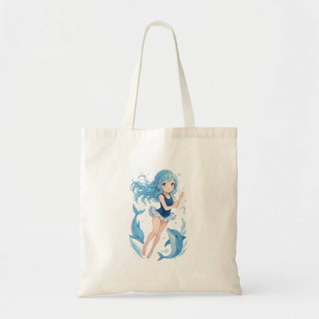 Bolsa Tote Snuggle Pup Kawaii dolphin girl tote bag (Frente)