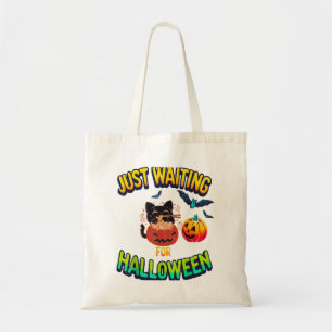 Bolsa Tote Só esperando pelo Halloween Black Cat Van Gogh Sta