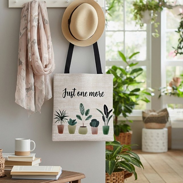 Bolsa Tote Só mais uma, senhora das plantas, canvas (Criador carregado)