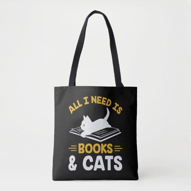 Bolsa Tote Só Preciso De Livros E Gatos (Frente)