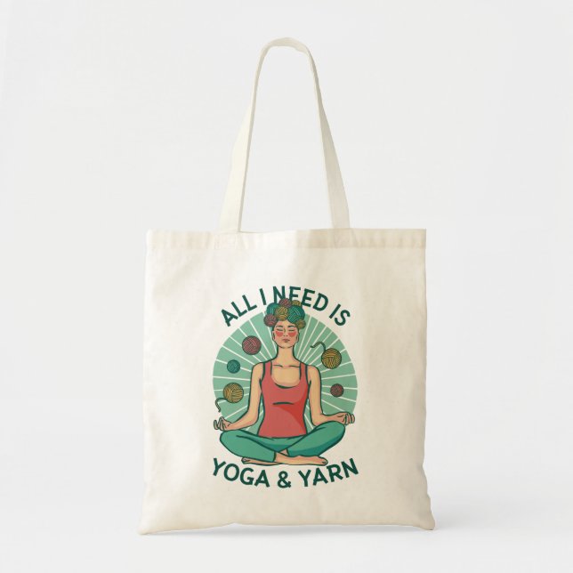 Bolsa Tote Só preciso de Yoga e Yarne Phrase (Frente)