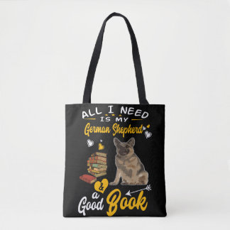 Bolsa Tote Só Preciso Do Meu German shepherd E De Um Bom Livr