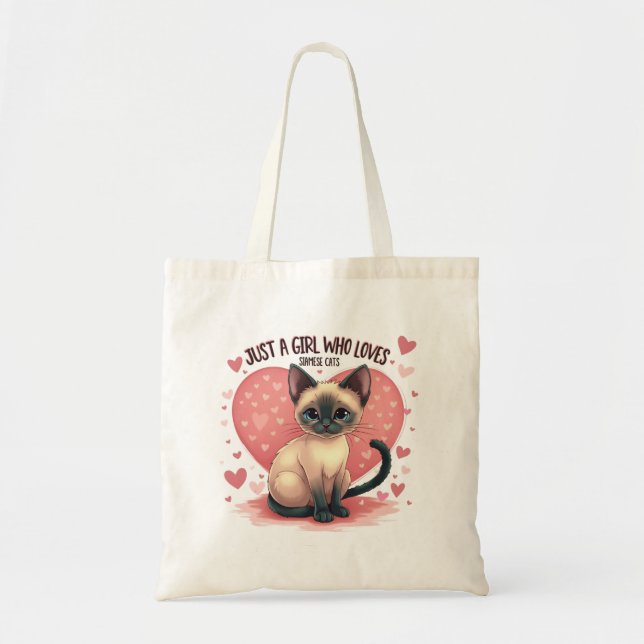 Bolsa Tote Só uma garota que ama gatos siameses (Frente)