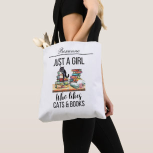Bolsa Tote Só Uma Menina Que Gosta De Gatos E Livros De Saco
