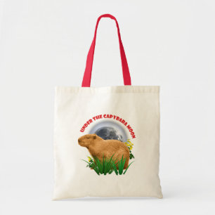Bolsa Tote Sob a Lua do Capivara Camiseta Divertida de Capiva
