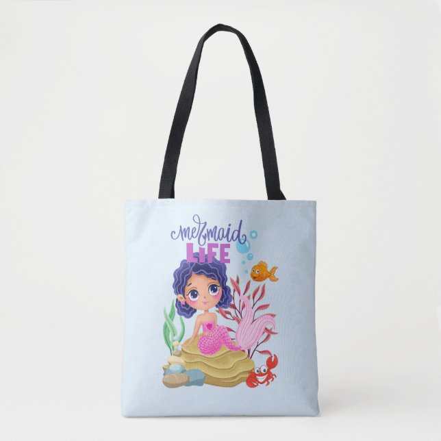 Bolsa Tote Sob o mar, a Sereia foi personalizada (Frente)