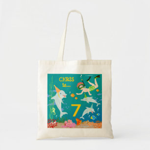 Bolsa Tote Sob o mar golfinhos e festas de aniversário de gar