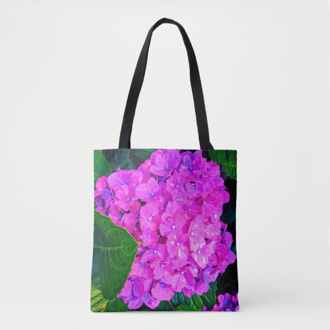 Bolsa Tote Sobre o Sábado Flor de Hydrangea Rosa (Frente)