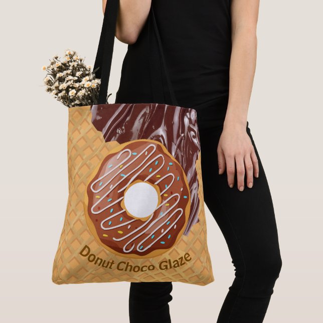 Bolsa Tote Sobremesa,Donut Choco Glaze, Chocolate Derretido  (Close Up)
