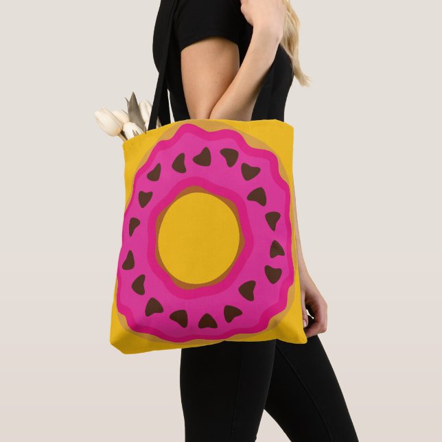 Bolsa Tote Sobremesa,Donut,Donut com Glacê e chocolate,Modern (Close Up)