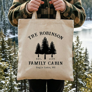 Bolsa Tote Sobrenome Cabana Rústico País Árvores Elegante