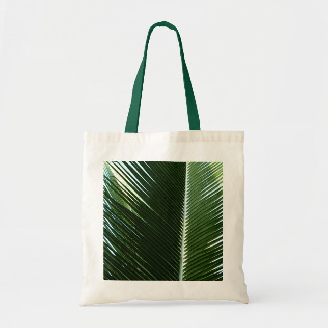 Bolsa Tote Sobreposição das bordas das palmas Abstrato Verde  (Frente)