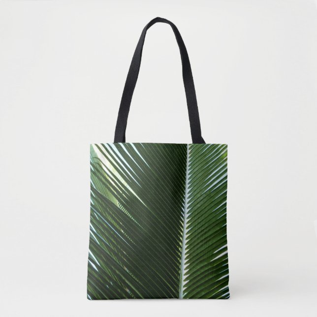 Bolsa Tote Sobreposição das bordas das palmas Abstrato Verde  (Frente)