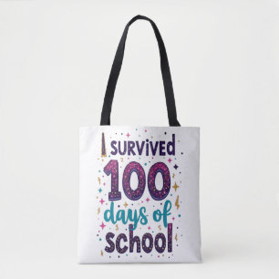 Bolsa Tote Sobrevivi a 100 dias de Design de Unicórnio Escola